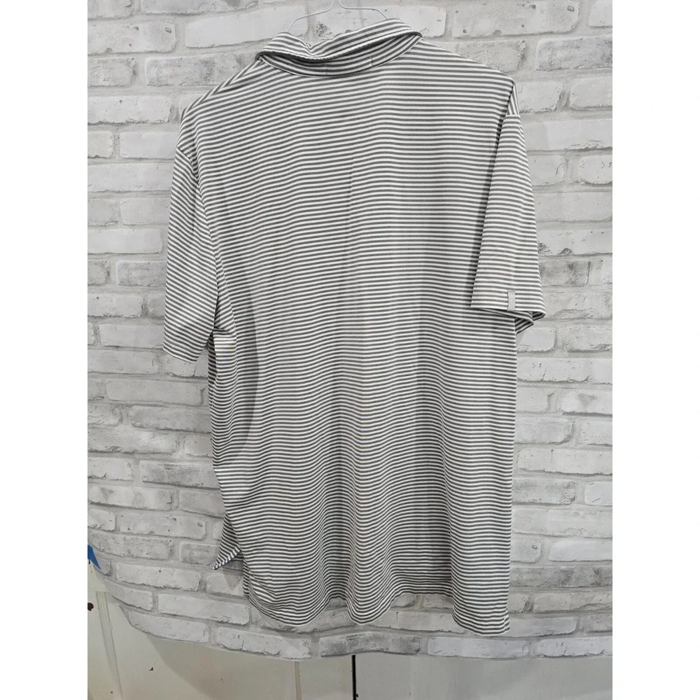 Ralph Lauren RLX Polo Gray White Horizontal Striped San Antonio TPC Sz XL
